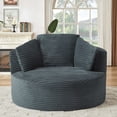 thumbnail image 2 of Muumblus 48.8" Oversized Accent Barrel Chair, Fluffy Round Lazy Sofa Chair for Adults, No Assembly Required, Dark Gray Corduroy, 2 of 9