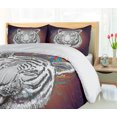 thumbnail image 5 of Ambesonne Animal Duvet Cover Sets, Tiger from Outer Space, 2-Queen, Brown White and Black, 5 of 7