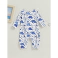 thumbnail image 4 of Wassery Baby Boys Girls Footies Rompers Newborn Halloween Jumpsuit Long Sleeve Dinosaur Print Long Sleeve Zipper Bodysuits 3 6 12 18 Months Infant Cute Fall Clothes, 4 of 8