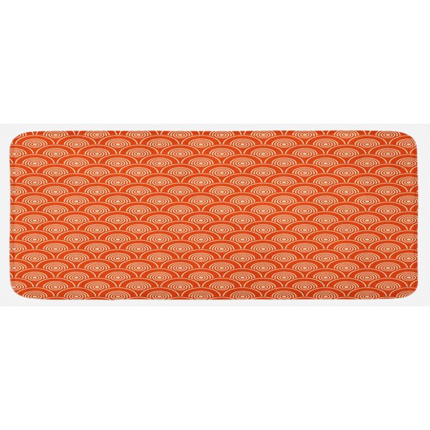 Geometric Kitchen Mat Eastern Half Circle Pattern Abstract Geometric Shapes Japanese Kimono Plush Decorative Kitchen Mat With Non Slip Backing 47 X 19 Orange Pale Yellow By Ambesonne Walmart Com Walmart Com