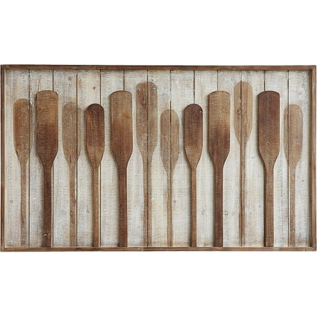 

YPBBOOM Wood Framed Décor with Raised Paddles Wall Decor Brown