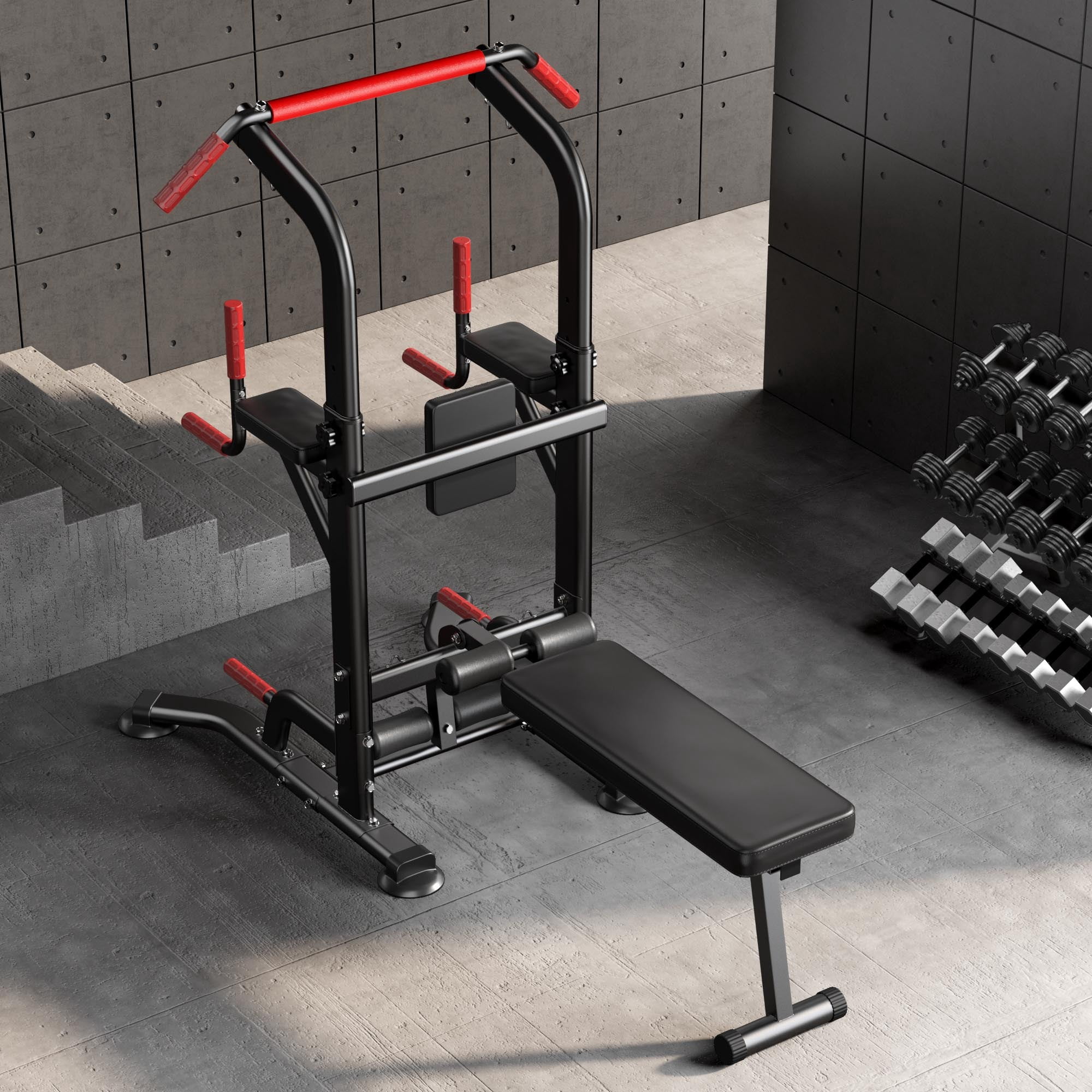 SogesPower Power Tower Dip Station Pull Up Bar Stand with Adjustable Height, Multifuctional Traing Equipment for Home