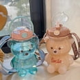 thumbnail image 4 of 34oz/ 47oz Cute Bear Shaped Straw Bottle, PP Clear Food Grade Drink Jug for Girls, Leak-Proof Kawaii Bear Water Bottle with Strap for Office Travel, 4 of 6