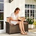 thumbnail image 2 of Outsunny 2-In-1 Patio Wicker Storage Bench 29 Gallon Storage Box Tan, 2 of 10