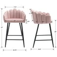 thumbnail image 6 of Guyou 26" Height Velvet Bar Stools Set of 2, Upholstered Counter Height Chairs with Petal Back and Metal Legs for Restaurant Kitchen Island Bar, Pink, 6 of 11
