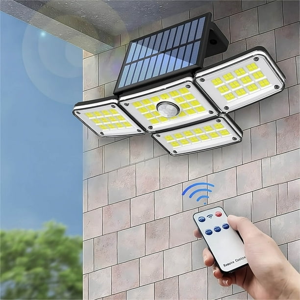 Solar Light Wall Light Motion Sensor Outdoor Light Regulating Light 224 LED 4 Head Solar Powered