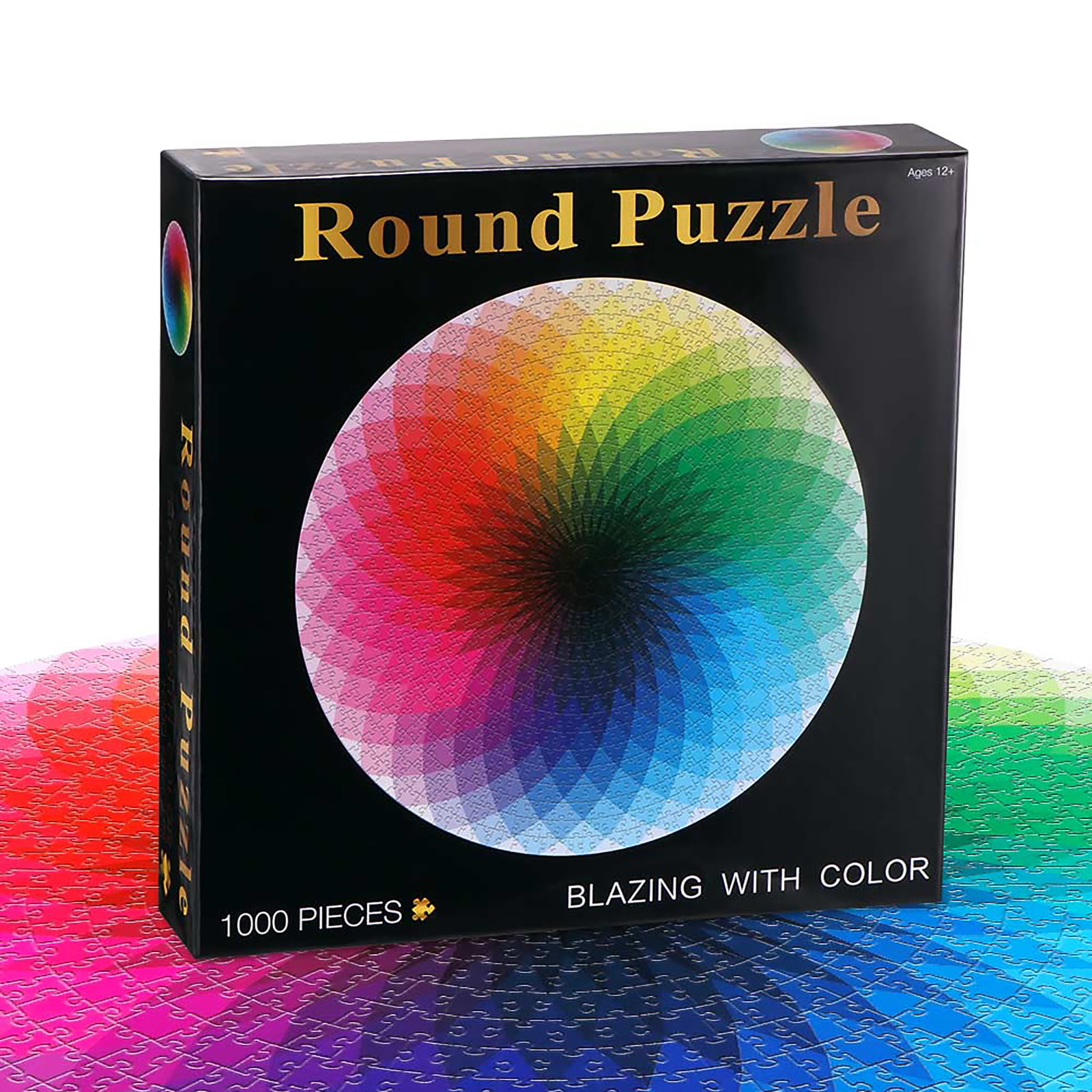 1000 Piece Kids Adults Cardboard Colorful Round Jigsaw Puzzles Rainbow Palette 