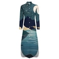 thumbnail image 5 of Starry Night River Landscape Shirt Dress Long Sleeve Street Fashion V Neck Oversized Casual Dress Women Evening Dress, 5 of 7