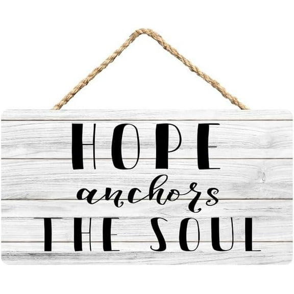 Rustic Wooden Sign Decor - Hope Anchors The Soul - Wood Plaque Home & Office Inspirational Gifts Hanging Wall Signs 6x12 IN