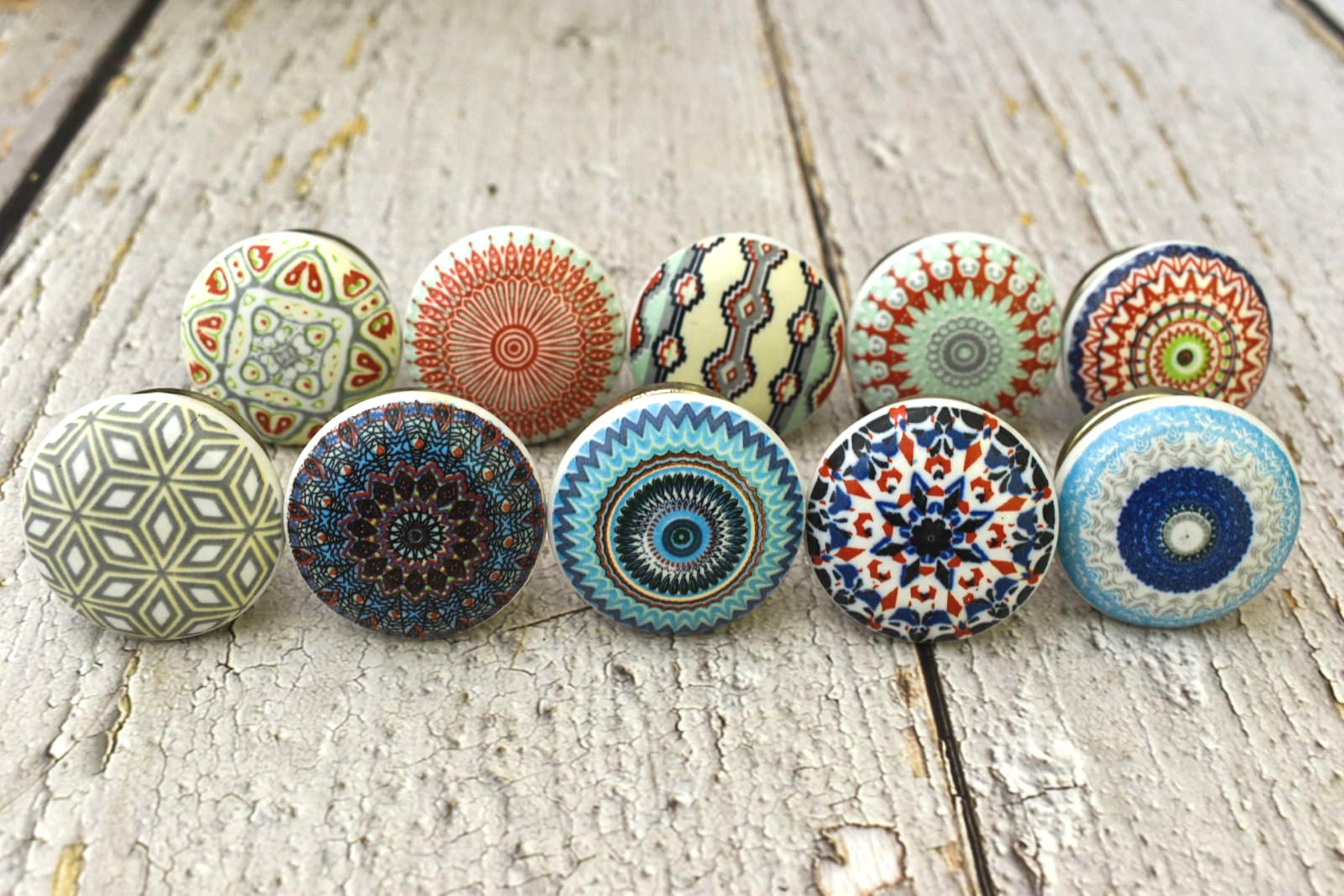 India House Ceramic Multicolor Knobs Kitchen Cabinet Drawer Knobs Hardware Knobs Handmade Knobs Cabinet Knobs Ceramic Door Knobs. Set of 20