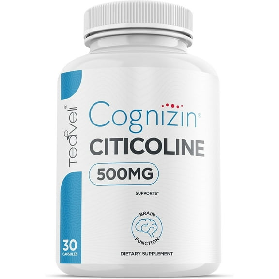 Cognizin Citicoline- 500mg CDP Choline Supplement- Clinically Studied Brain Supplement to Support Clarity, Concentration and Memory – Most Bioavailable Form of Choline Supplements - 30 Servings