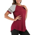 thumbnail image 4 of SAYFUT Round Neck Short Sleeve Shirts For Womens Striped Shirt Maternity Fashion Blouse Tops Casual T-Shir,Plus Size M-3XL/Red/Black/Gray, 4 of 8