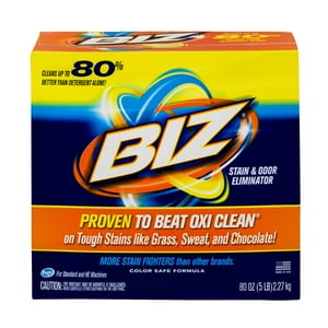 Biz Laundry Detergent Powder Booster, Stain & Odor Removal - 80 Ounces