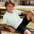 thumbnail image 2 of Grblisyd Boys' School Uniform Short Sleeve Polo Shirt Button Closure Casual Soft Back to School Shirts, 2 of 6