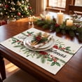 thumbnail image 2 of 2026 Christmas Home Party Decoration Merry Christmas Floral Linen Placemats Waterproof Heat Table Mats Holiday Dining Table Decor Christmas Celebration Party Supplies, 2 of 7
