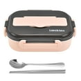 thumbnail image 1 of Lunch Box, Compartment Insulated Bento Box 3 Grids Multipurpose  Proof With Chopsticks Spoon For Office For Camping Pink, 1 of 8