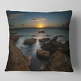 thumbnail image 2 of Designart Rocky Sydney Beach at Sunset - Seascape Throw Pillow - 18x18, 2 of 5