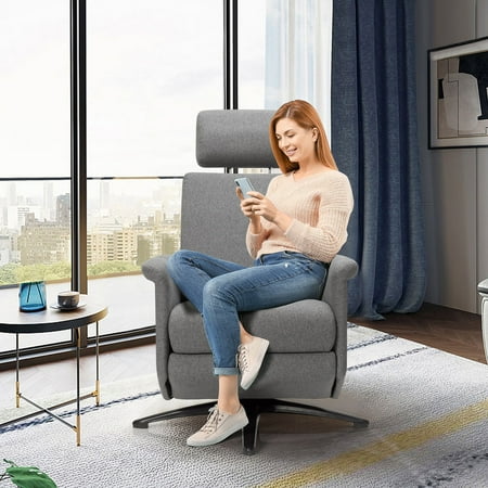 Costway Massage Recliner Chair with Remote Control and Adjustable Headrest - Gray