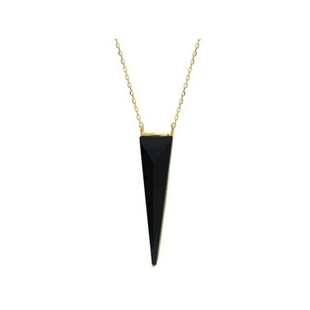 Black Vermeil Pendant - Fronay 551152 16 in. Black Onyx Pyramid Pendant Necklace in Vermeil