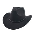thumbnail image 4 of SRZYMJ Classic Wool Fedora Hat with Leather Band Roll Up Wide Brim Western Cowboy Hat for Men Women, 4 of 4