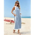 thumbnail image 5 of Wrongduck Women's 2 Piece Sets Boho Color Block Sleeveless Maxi Dress Matching Shorts with Pockets, 5 of 14