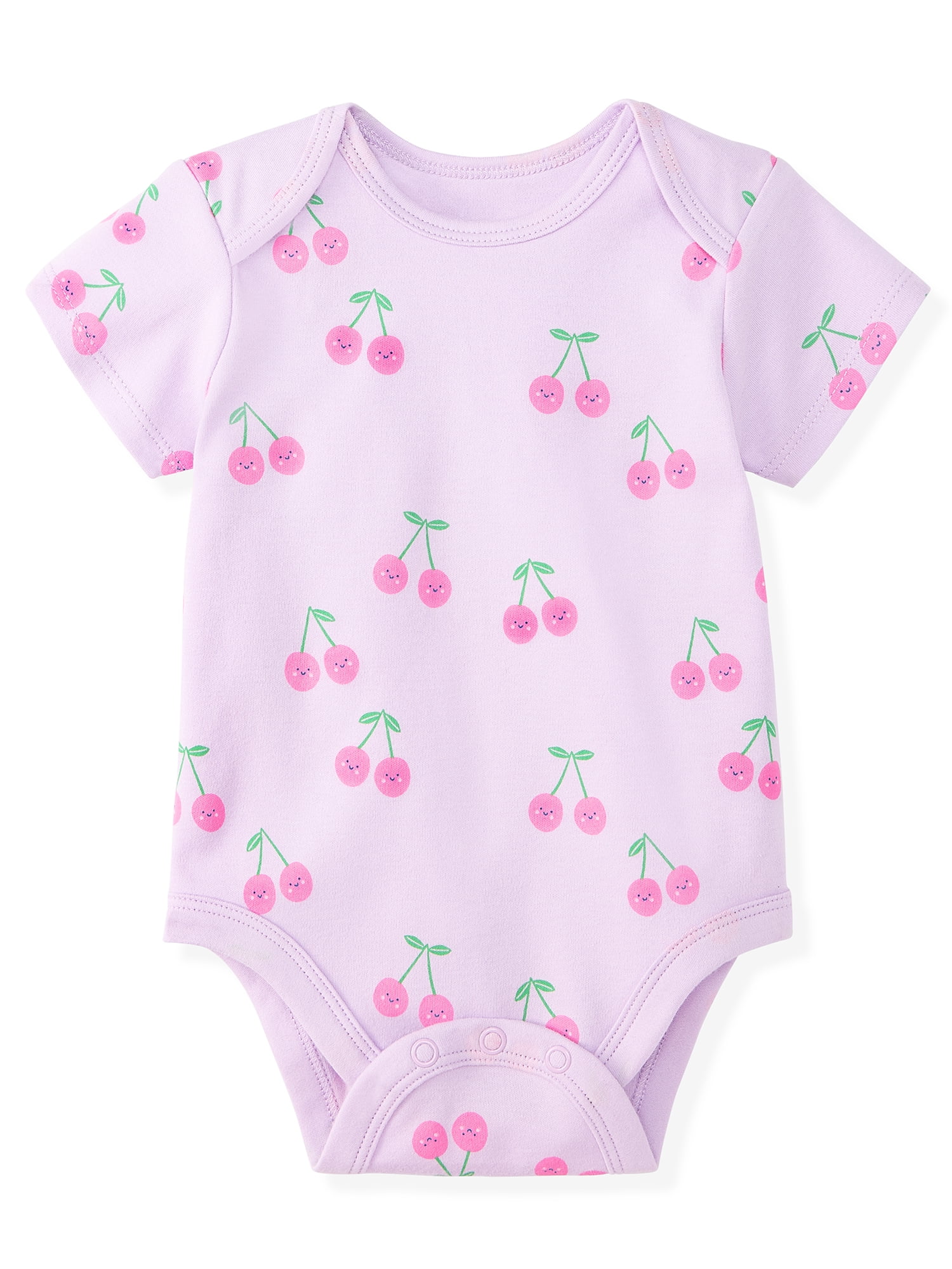 Garanimals Newborn & Baby Girl Cotton Lap-Shoulder Short-Sleeve Bodysuits, 4-Pack, Sizes 0–24M