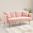 thumbnail image 1 of Luccalily Accent Bed Sofa,Velvet Leisure Sleeper Comfy Sofa Couch with 2 Throw Pillow, Accent Sofa Recliner,with 5 Rose Golden Metal Legs,Mid-Century Modern Velvet loveseat Sofa for Living Room, 1 of 14