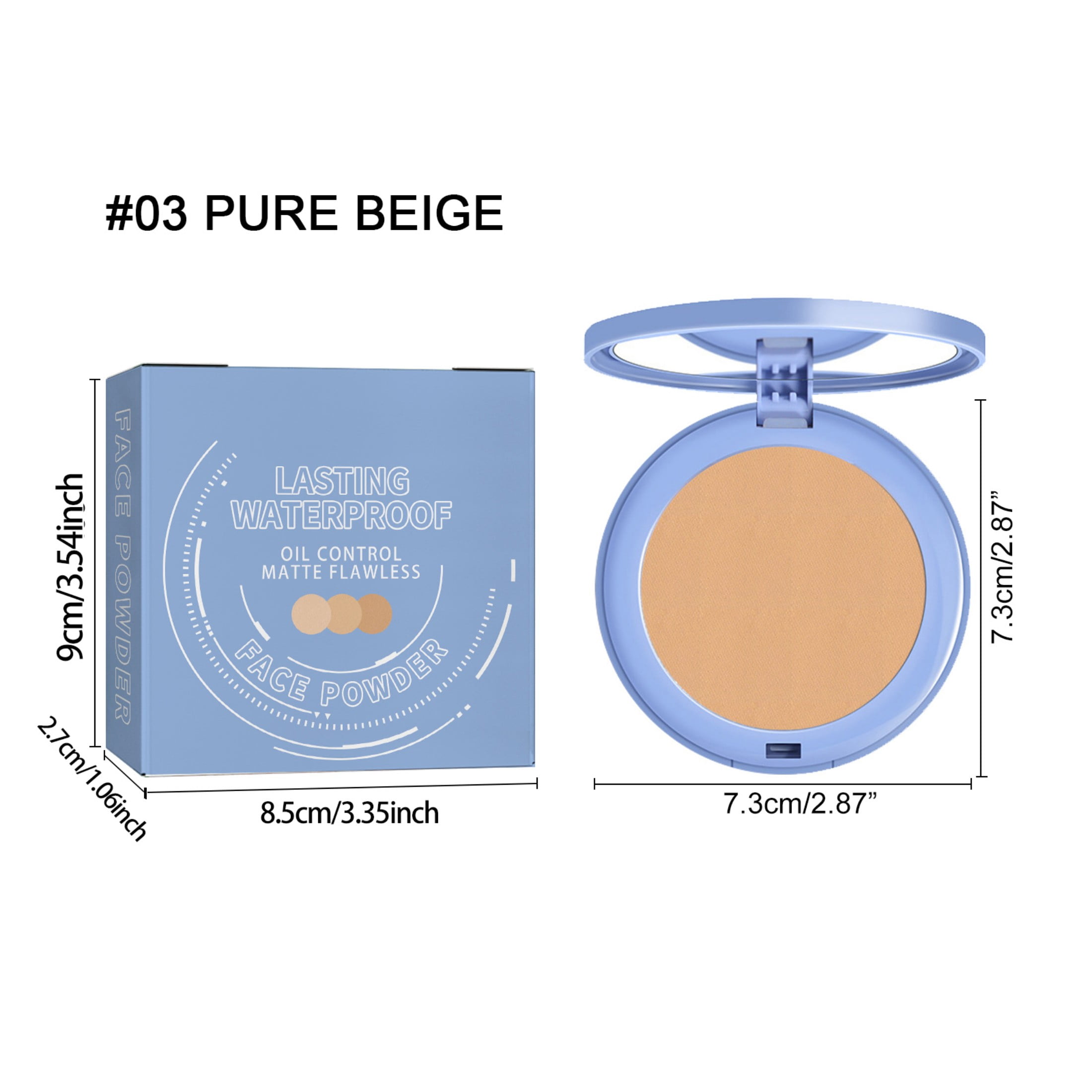 Alvantor Pressed Powder, Matte Face Setting Powder, Pure Beige 0.28oz