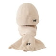 thumbnail image 3 of harmtty 2Pcs/Set Children Hat Scarf Set Bow Knitted Hood Windproof Neck Scarf Set Thickened Soft Warm Cozy Autumn Winter Wear, 3 of 8