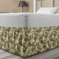 thumbnail image 1 of Peacock Bed Skirt, Winter Pattern Peacocks Snowflakes Floral Paisley Ornate, Elastic Bedskirt Dust Ruffle Wrap Around for Bedding Decor, 4 Sizes, Ruby Olive Green Cream, by Ambesonne, 1 of 2