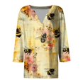 thumbnail image 4 of SOOMLON Womens 3/4 Sleeve Shirts Plus Size Tunic Cotton Bee Festival Tops Casual V Neck Shirts Funny Honey Bee Print T Shirts 2025 Trendy Spring Summer Ladies Tops Loose Fit Outfits Pullover XL, 4 of 5