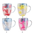 thumbnail image 3 of Cateissary Tazas de cristal de doble pared, taza de cristal de 350ml con mango, taza de té de flores secas para oficina en casa Mostrada D, 3 of 6