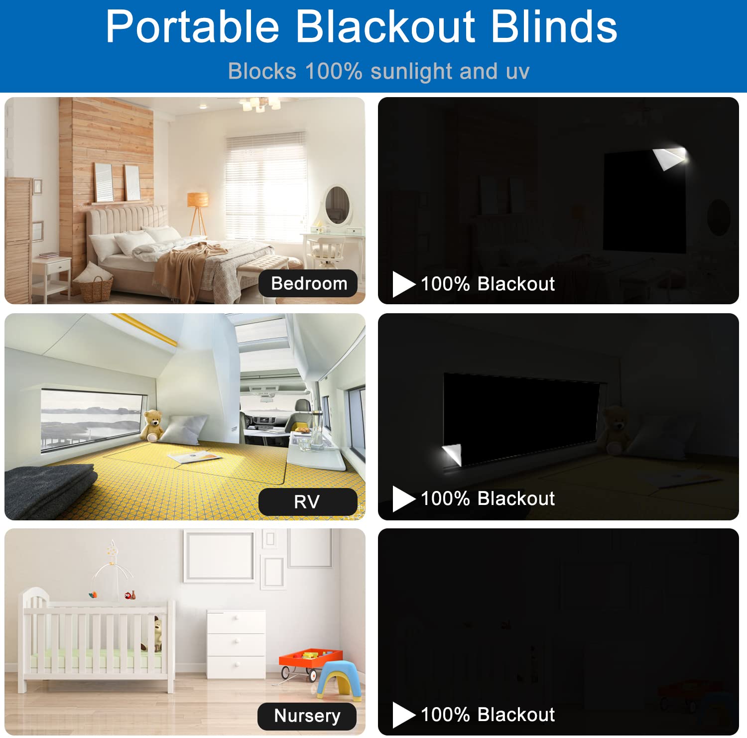 100% Blackout Blind Magnetic Window Cover 118 X 57inch Black Out Curtains With Strong Magnet No Drill Cuttable Shades For Bedroom Nursery Rv Media Room