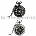 thumbnail image 2 of Vintage Mechanical Pocket Watch Steampunk Skeleton Roman Numberal Windup Watch, 2 of 9