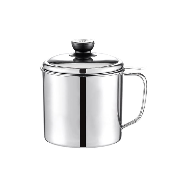 Cateissary Olla de filtro de aceite de acero inoxidable para restaurante en casa con tapa, colador de grasa para alimentos a prueba de polvo, Cocina y Comedor Pequeña