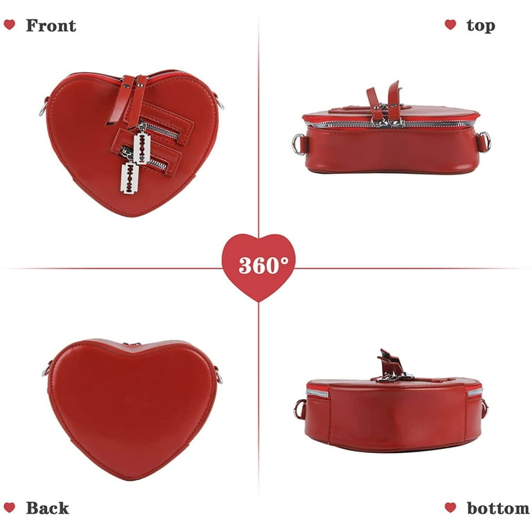 Red Heart Shaped Crossbody Chain bag Cute Clutch Purses