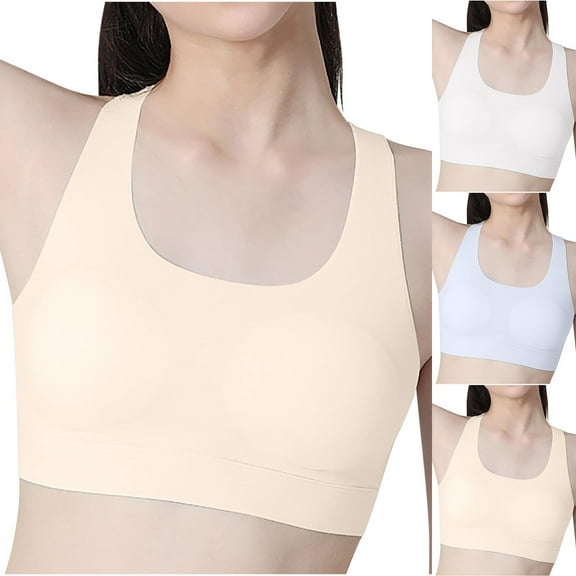 ATOGUTA Girls Bra Size 12-15 Kids Athletic Seamless Camis Dance Yoga Crop Tops Beige