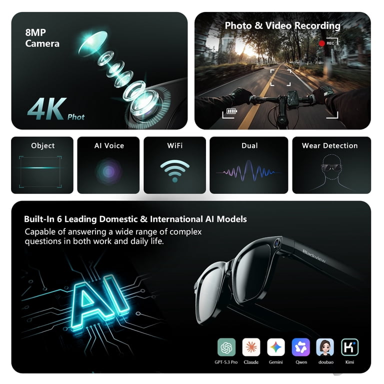 LUOMATE Smart Glasses with 8MP Camera and AI Assistant photo 3