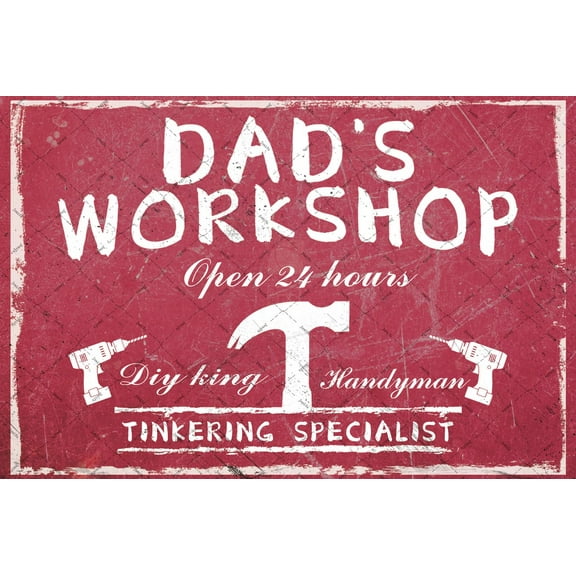 Dad‘S Workshop Metal Sign Or Dad Man Cave Garage Decor Mechanic Workshop Decoration Wrench Wall Decor Father's Day Gift Funny Workshop Sign (Aluminum) Size: 8 x 12 inch