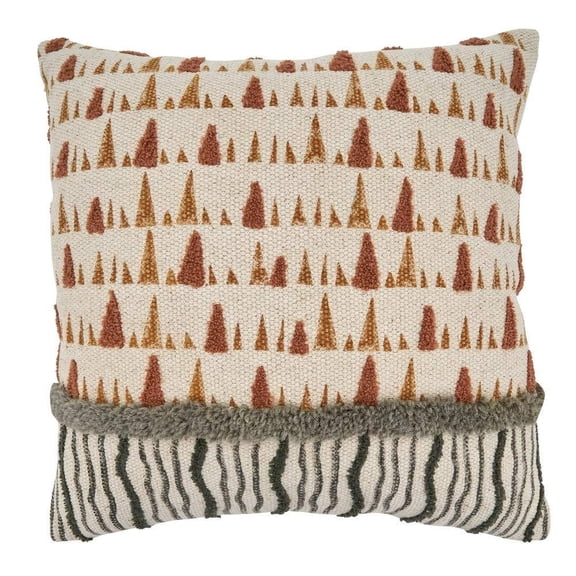 Abstract Printed & Embroidered Cotton Decorative Throw Pillow