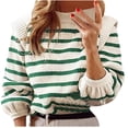 thumbnail image 1 of Chandails pour Femmes Chandails à la Mode pour Femmes Automne Hiver Col Rond Rayé Imprimé Chandail Récréatif Tricoté Manches Longues, 1 of 4