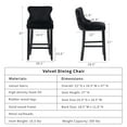 thumbnail image 6 of Velvet Bar Stools Set of 2 - Tufted Bar Chairs for Counter and Bar Height, 27" in Barstool Set, Kitchen Stools for Island, Wood Frame, Upholstered (Black, Set of 2), 6 of 11