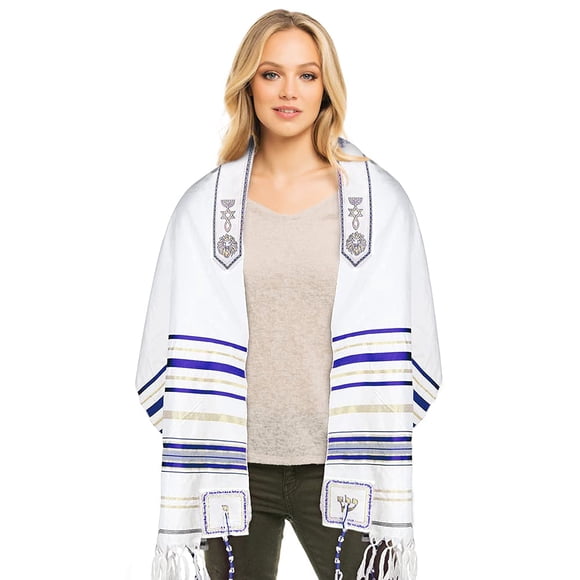 Mantón de oración Halleluyah Messianic Tallit 72 x 22 cm con bolsa acrílica