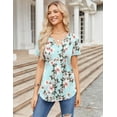 thumbnail image 7 of Zeagoo Summer Tops to Hide Belly for Women Short Sleeve Pleated Tshirts Casual Floral Tshirt Boho Shirts V-Neck Loose Basic Tee Button Comfy Shirts, 7 of 7
