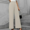 thumbnail image 5 of Fengqque Wide Leg Pants Women's High Elastic Waisted in the Back Business Work Trousers Straight Suit Pants Dress Pants Beige 10(XL), 5 of 8