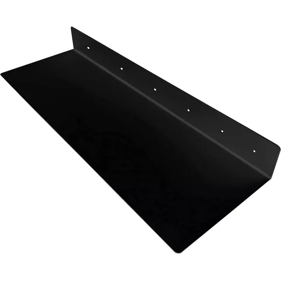 Linear Floating Shelf - Steel Industrial Heavy Duty Metal Wall Mounted Shelf- Renter Friendly Shelves (48" X 8" X 2.5", Powder Coated Black)