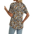 thumbnail image 4 of Womens Tops Dressy V Neck T Shirts Trendy Short Sleeve Summer 2025 Leopard Print Blouses L YH001, 4 of 4