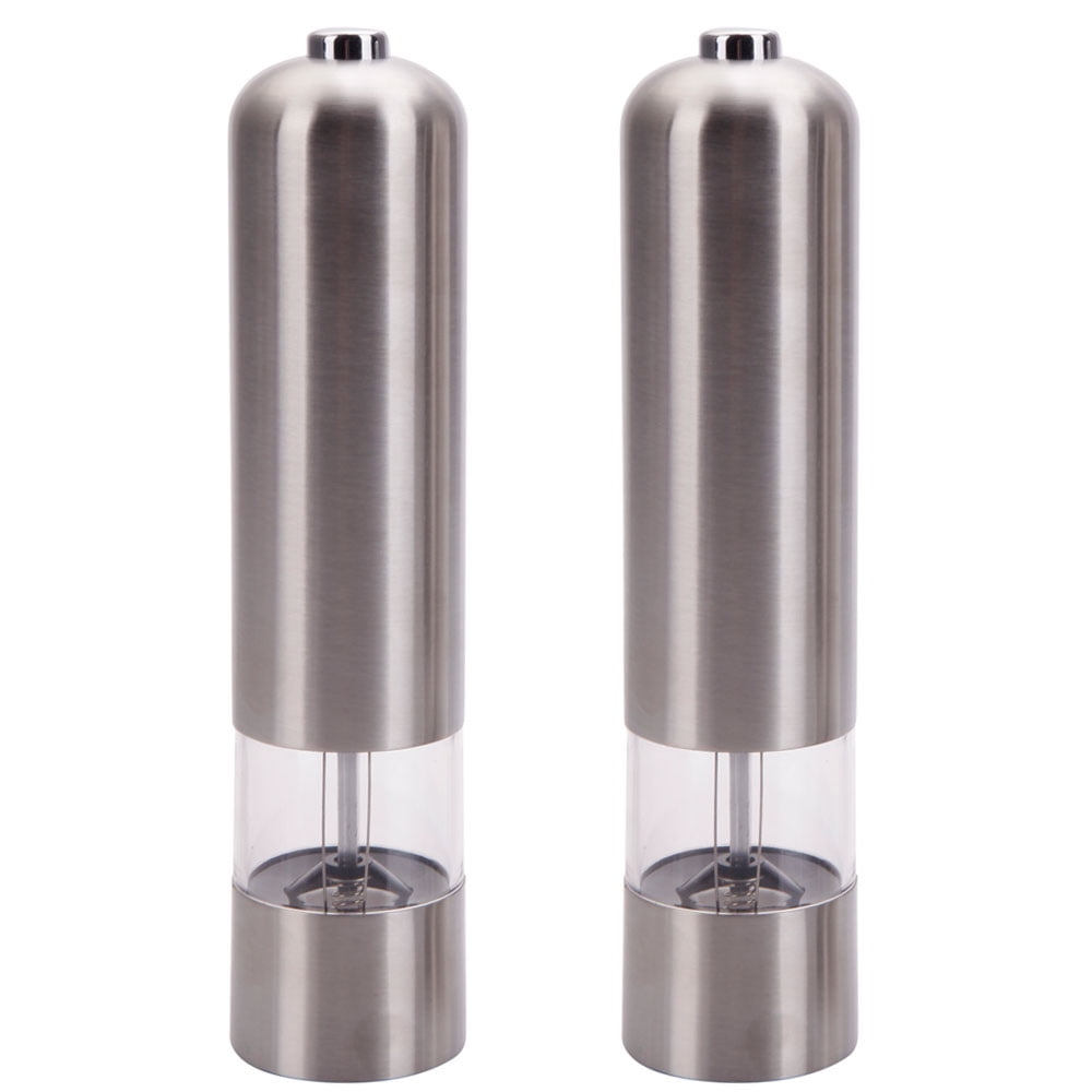 Lowestbest 2pcs Pepper Grinder, Adjustable Fineness Pepper Mills for Home, Spice Grinder for Kitchen, Stainless Steel Electric Automatic Salt Pepper Grinder, Silver Lowestbest 2pcs Pepper Grinder, Adjustable Fineness Pepper Mills for Home, Spice Grinder for Kitchen, Stainless Steel Electric Automatic Salt Pepper Grinder, Silver