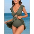 thumbnail image 2 of Asoul Maternity V Neck Oner Piece Cutout Modest Swimwear for Womens Ruched Pregnancy Swimdress Bathing Suit, 2 of 5