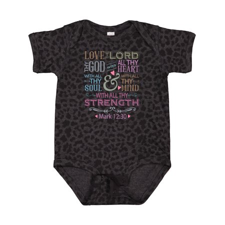 

Inktastic Love the Lord Heart Mind Strength Gift Baby Girl Bodysuit